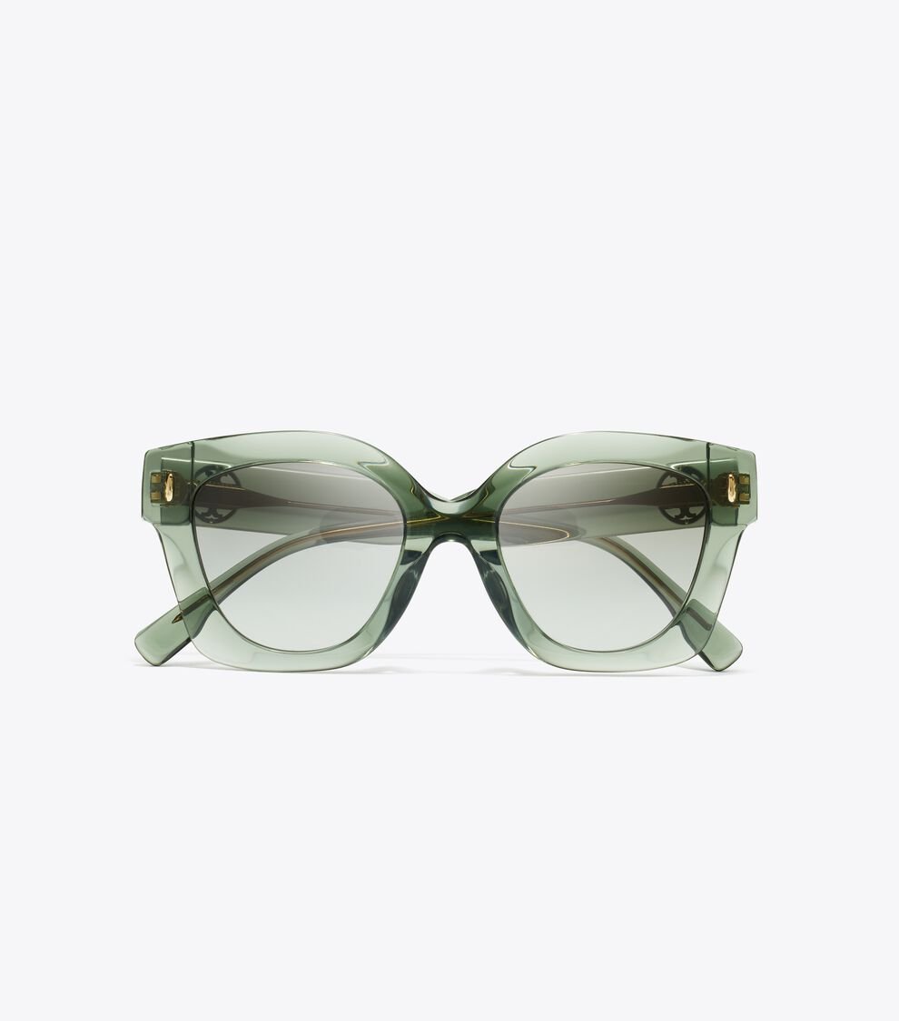 Miller Pushed Square Sunglasses, Transparent Sage/ Light Grey