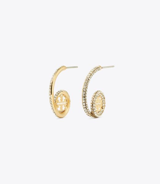 tory burch icon pave loop earrings