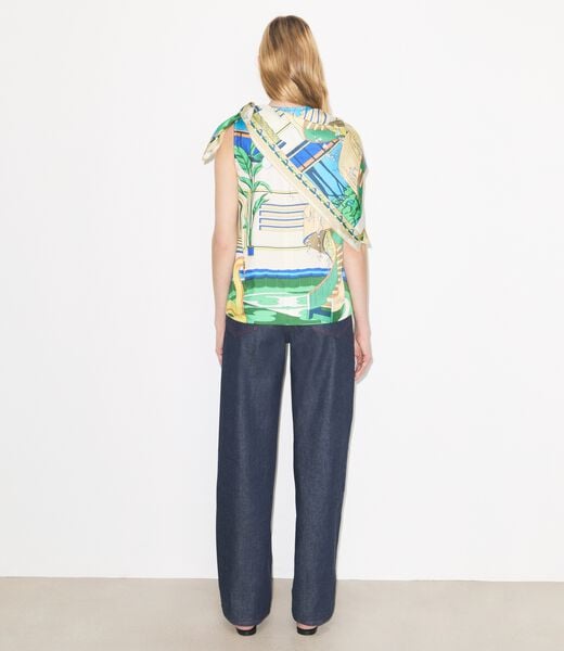 tory burch printed silk cape top