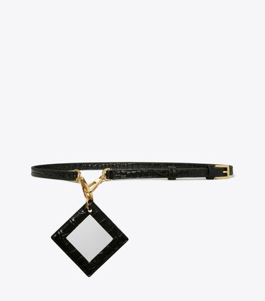 Croc-Embossed Mirror Belt