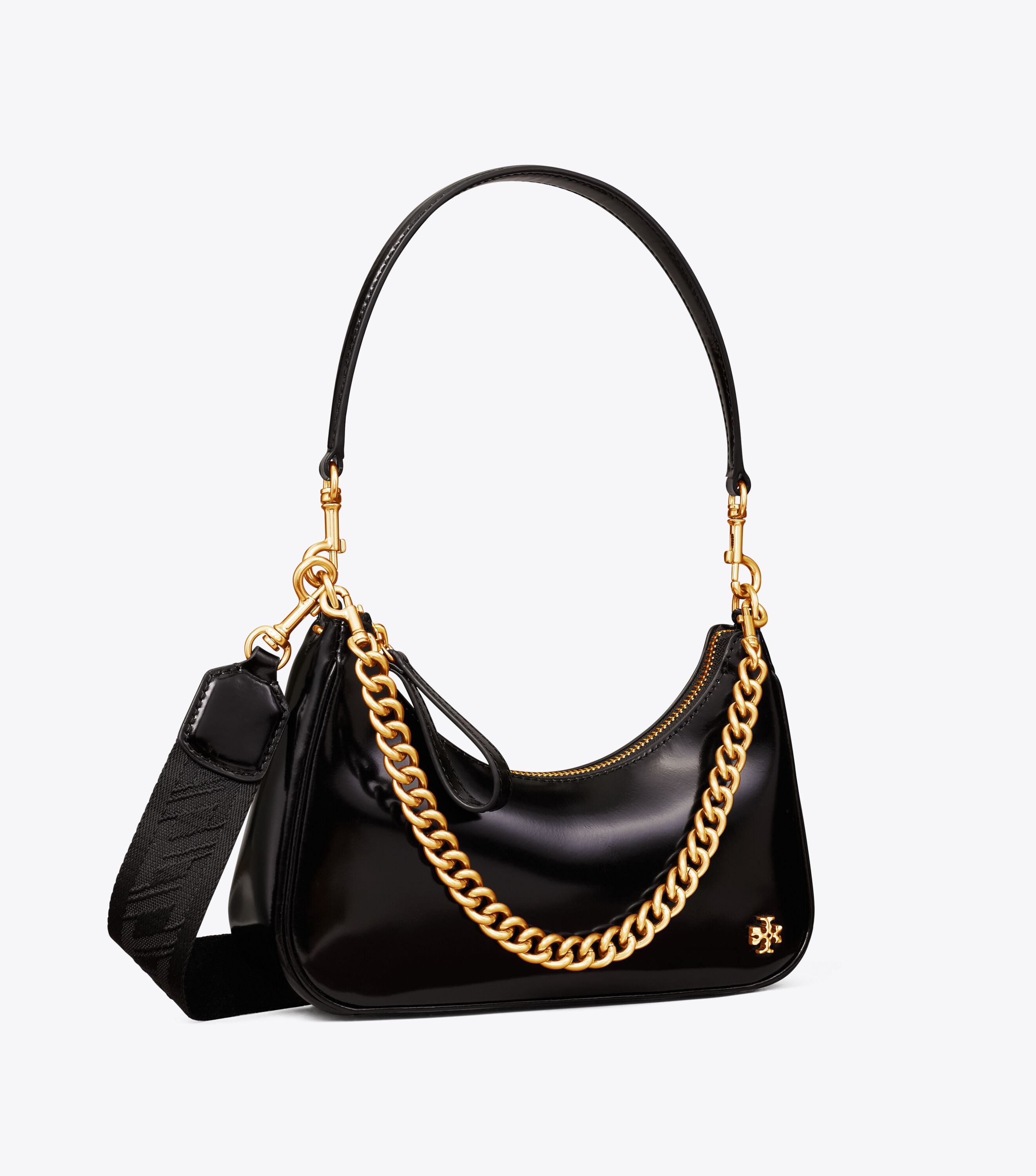 Small 151 Mercer Spazzolato Crescent Bag, Black / Rolled Gold