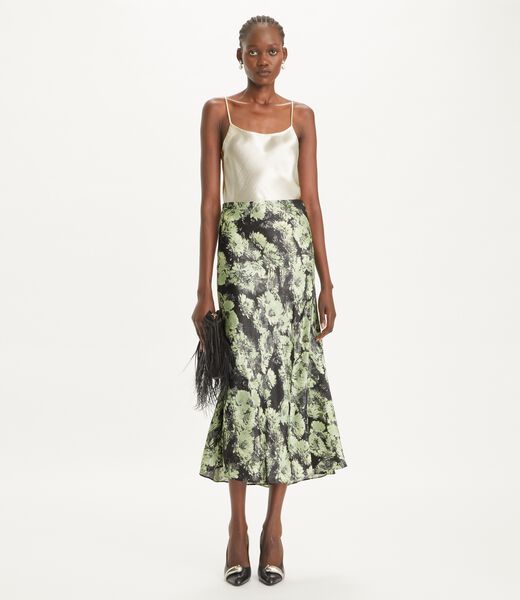 tory burch printed satin skirt