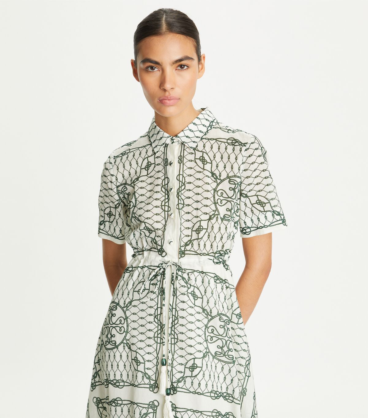 tory burch printed cotton shirtdress