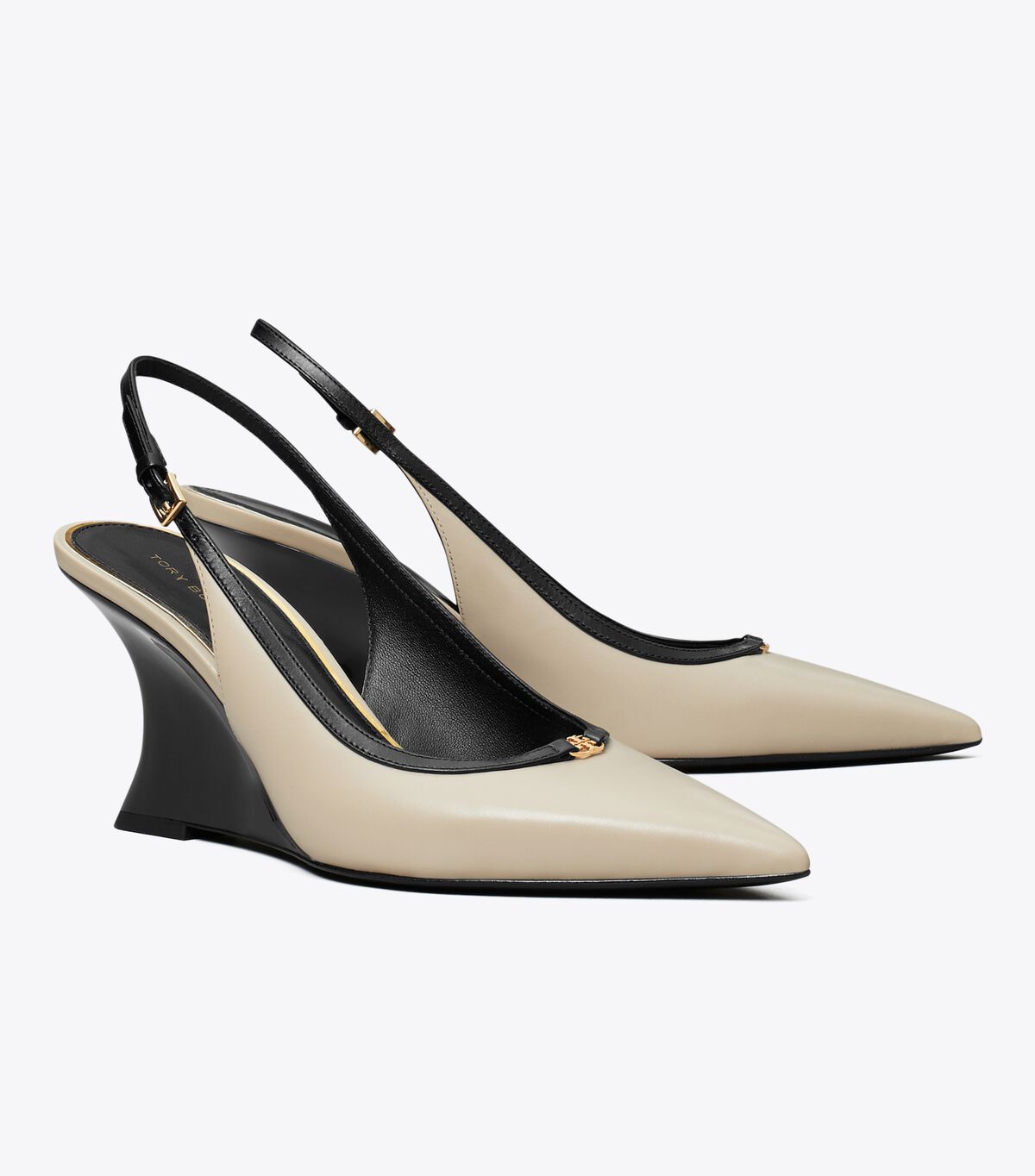 tory burch double t buckle wedge