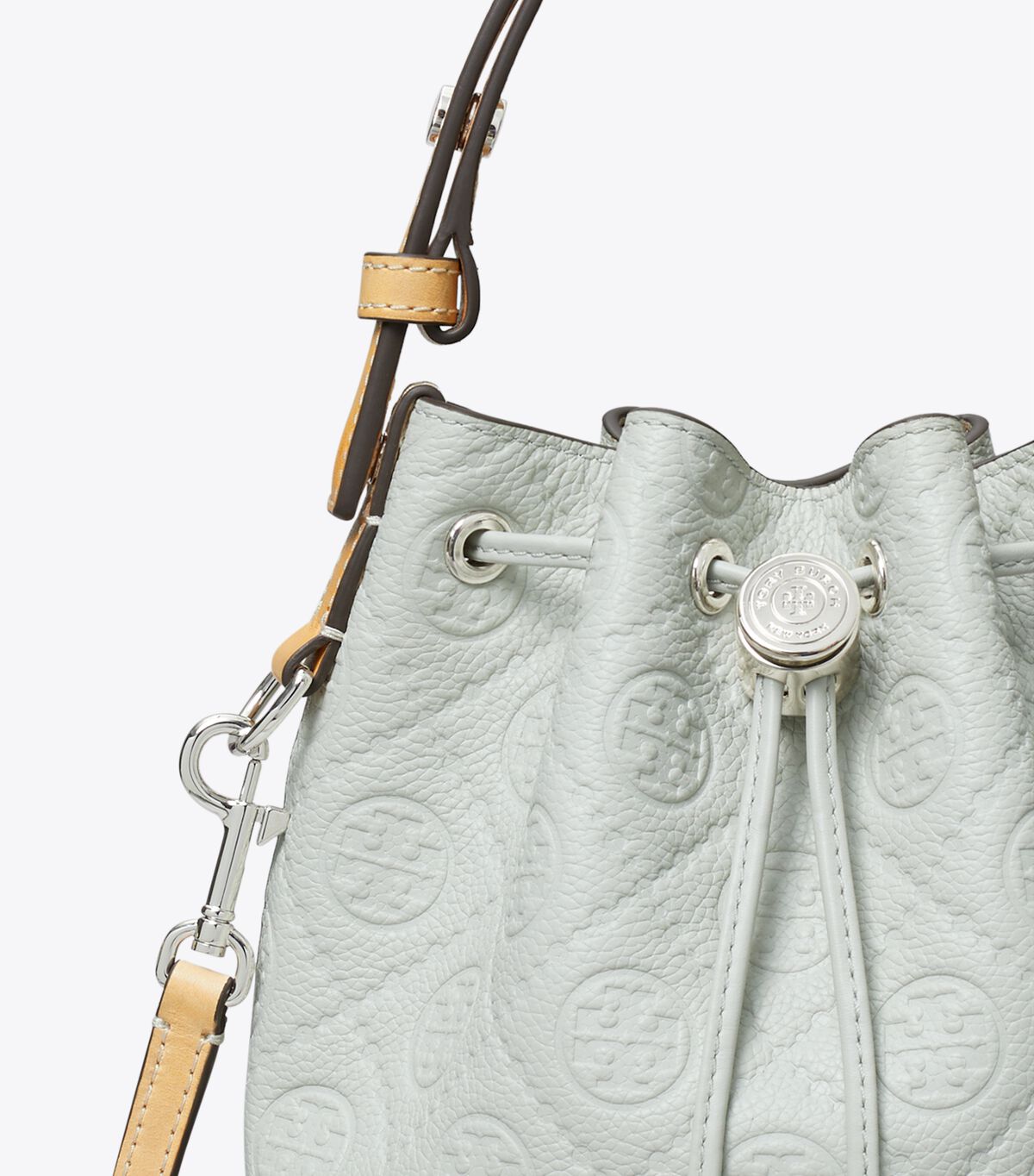 tory burch t monogram pebble mini bucket bag