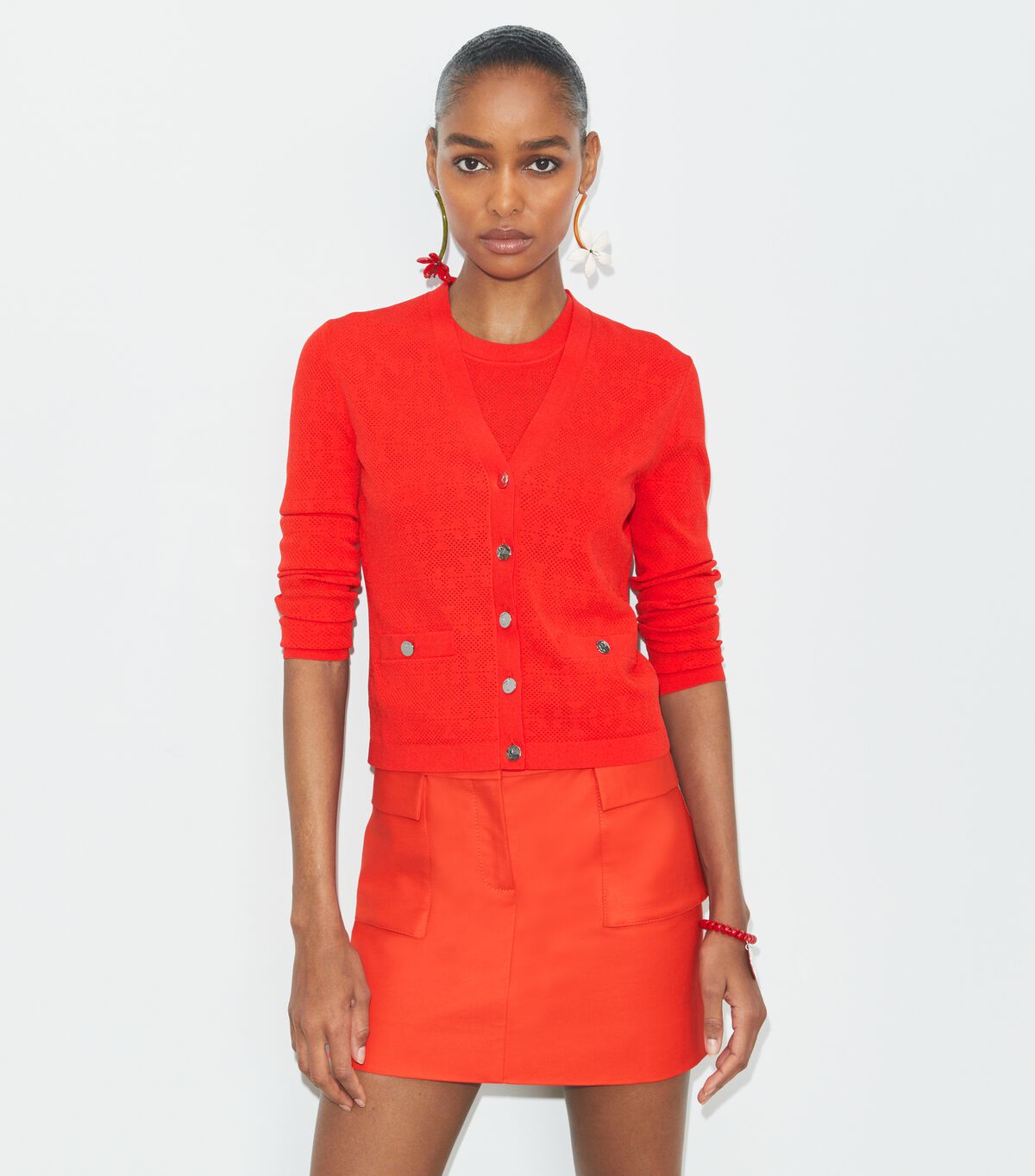 tory burch t monogram jacquard cardigan