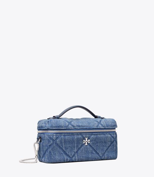 tory burch kira diamond quilt denim vanity case