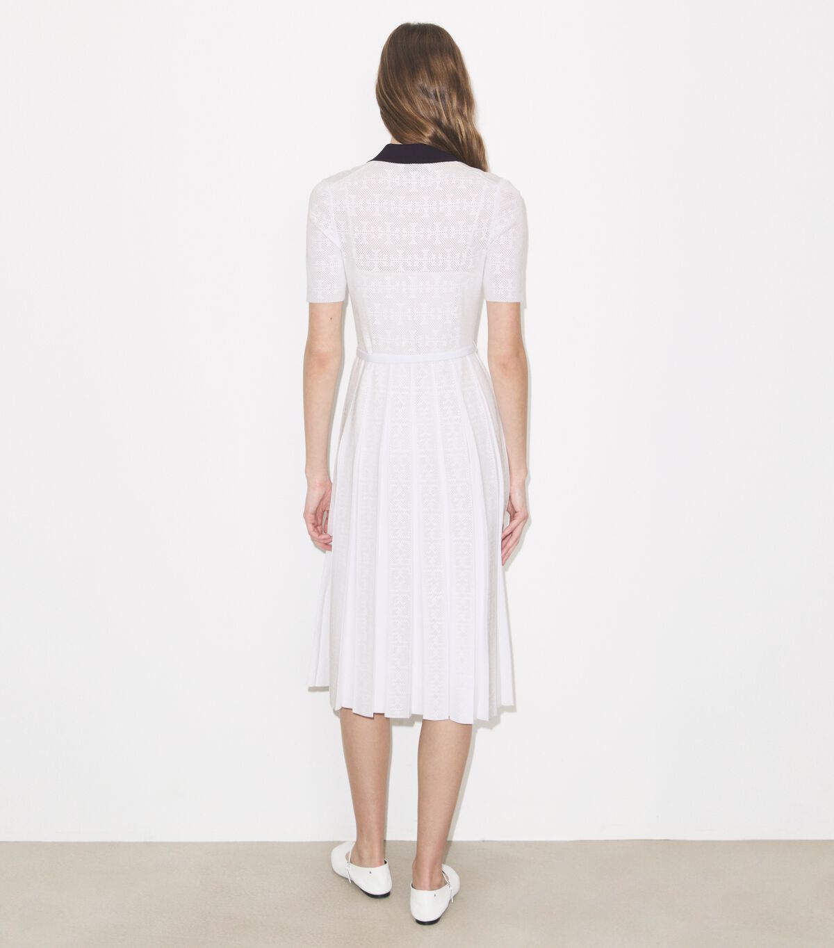 T Monogram Pointelle Pleated Dress tory burch t monogram pointelle pleated dress