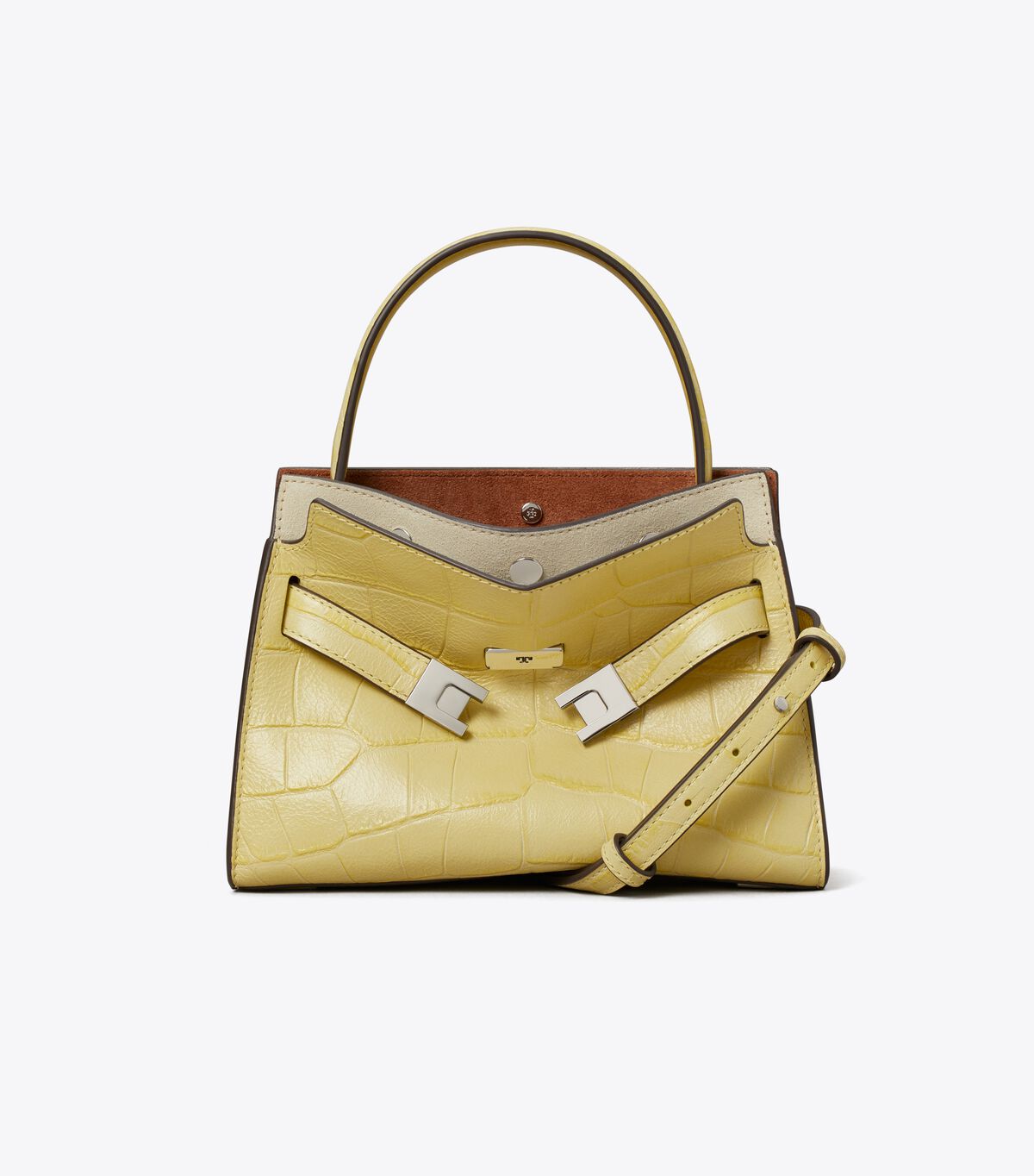 tory burch petite lee radziwill croc embossed double bag