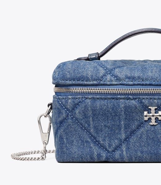 tory burch kira diamond quilt denim vanity case