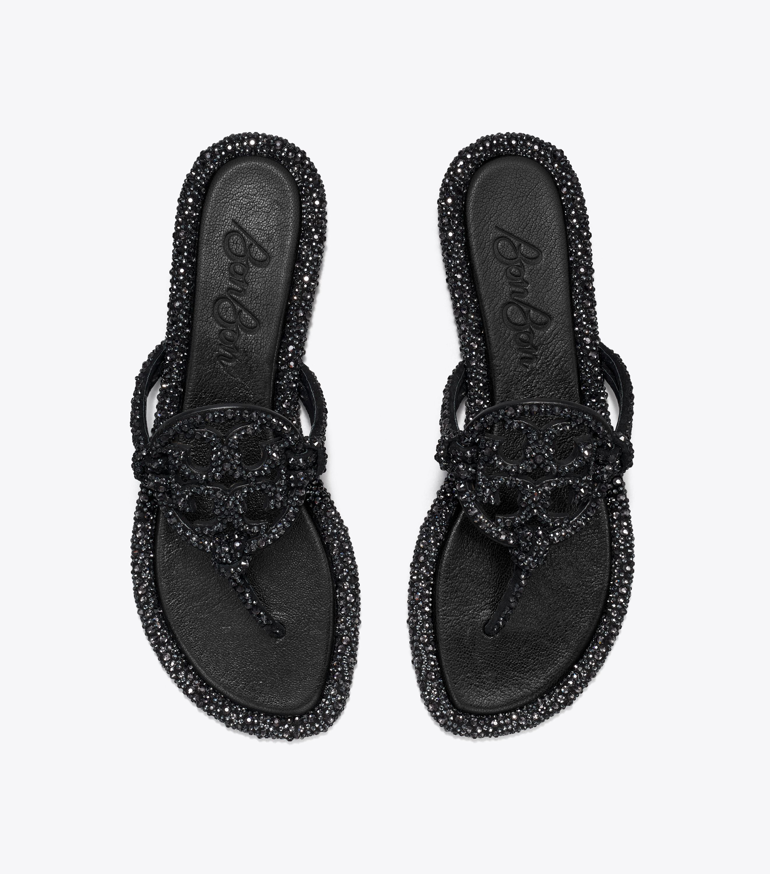 TB x BonBon Miller Knotted Crystal Sandal, Perfect Black