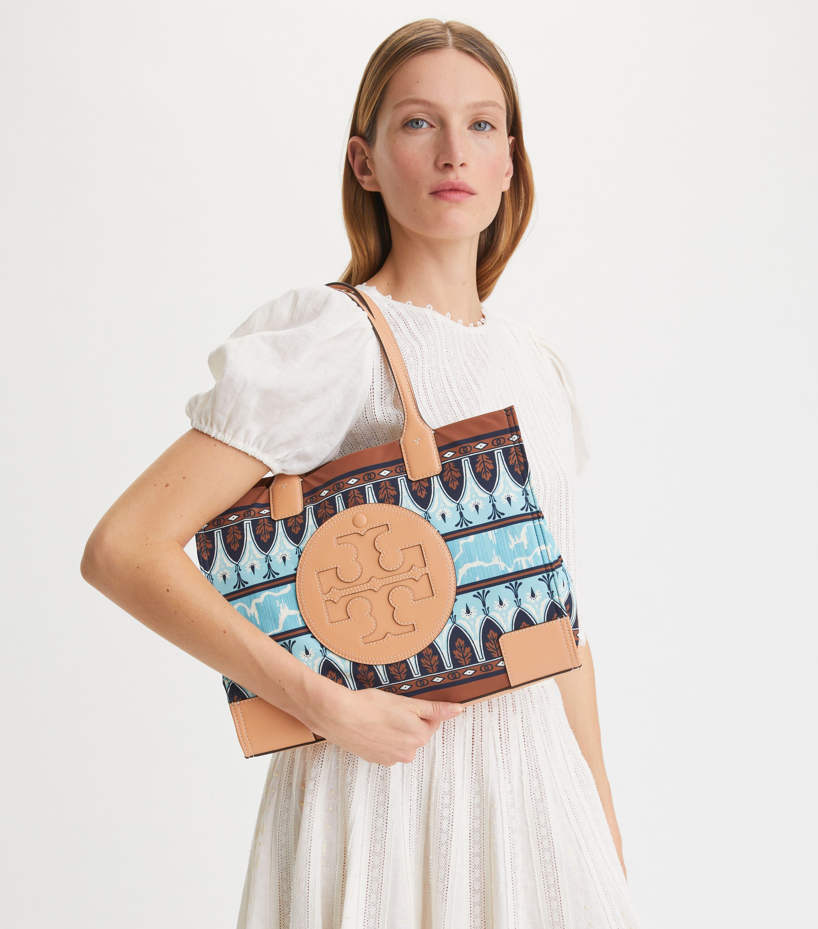 Small Ella Printed Tote Handbags Tory Burch