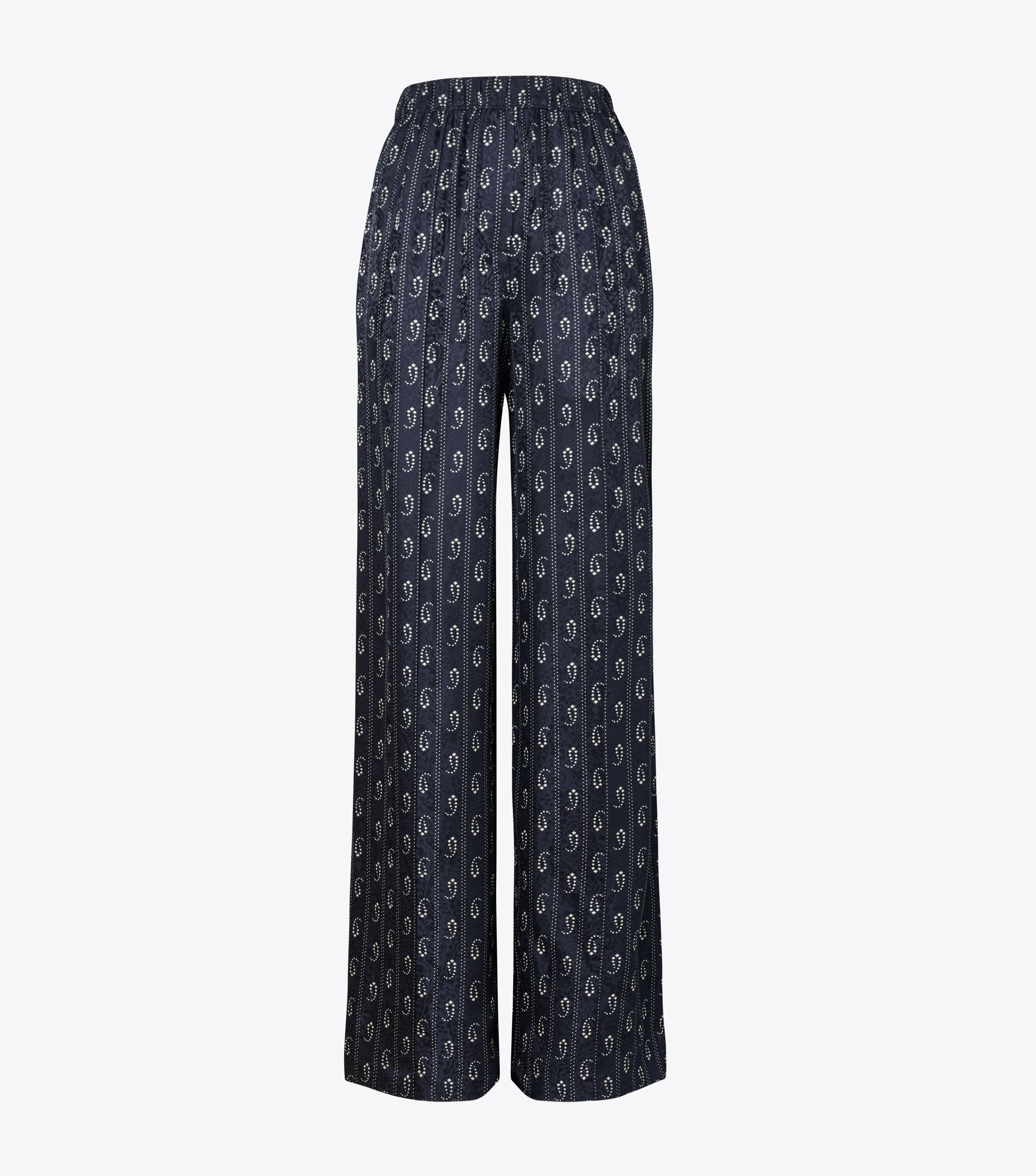 Relaxed-Fit Jacquard Pants, Medium Navy Pajama Print | Tory Burch UAE