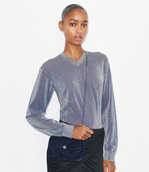 حقيبة ميني كيرا دايموند المخملية المبطنة tory burch حقيبة ميني كيرا دايموند المخملية المبطنة