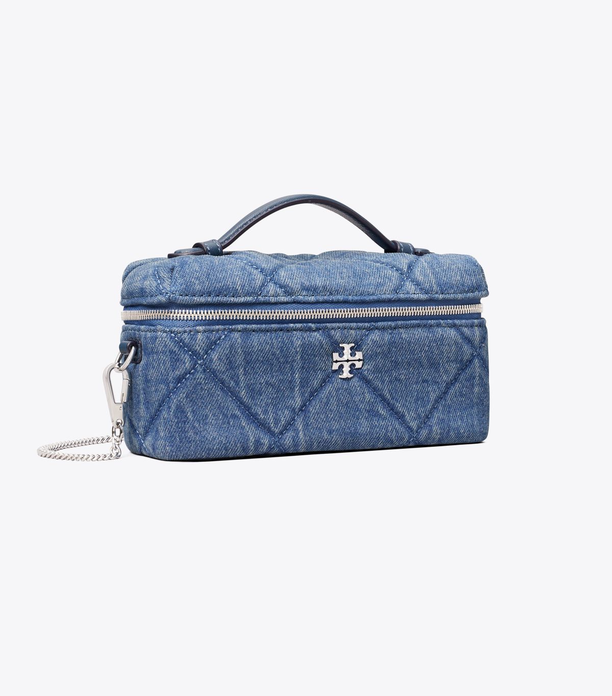 tory burch kira diamond quilt denim vanity case