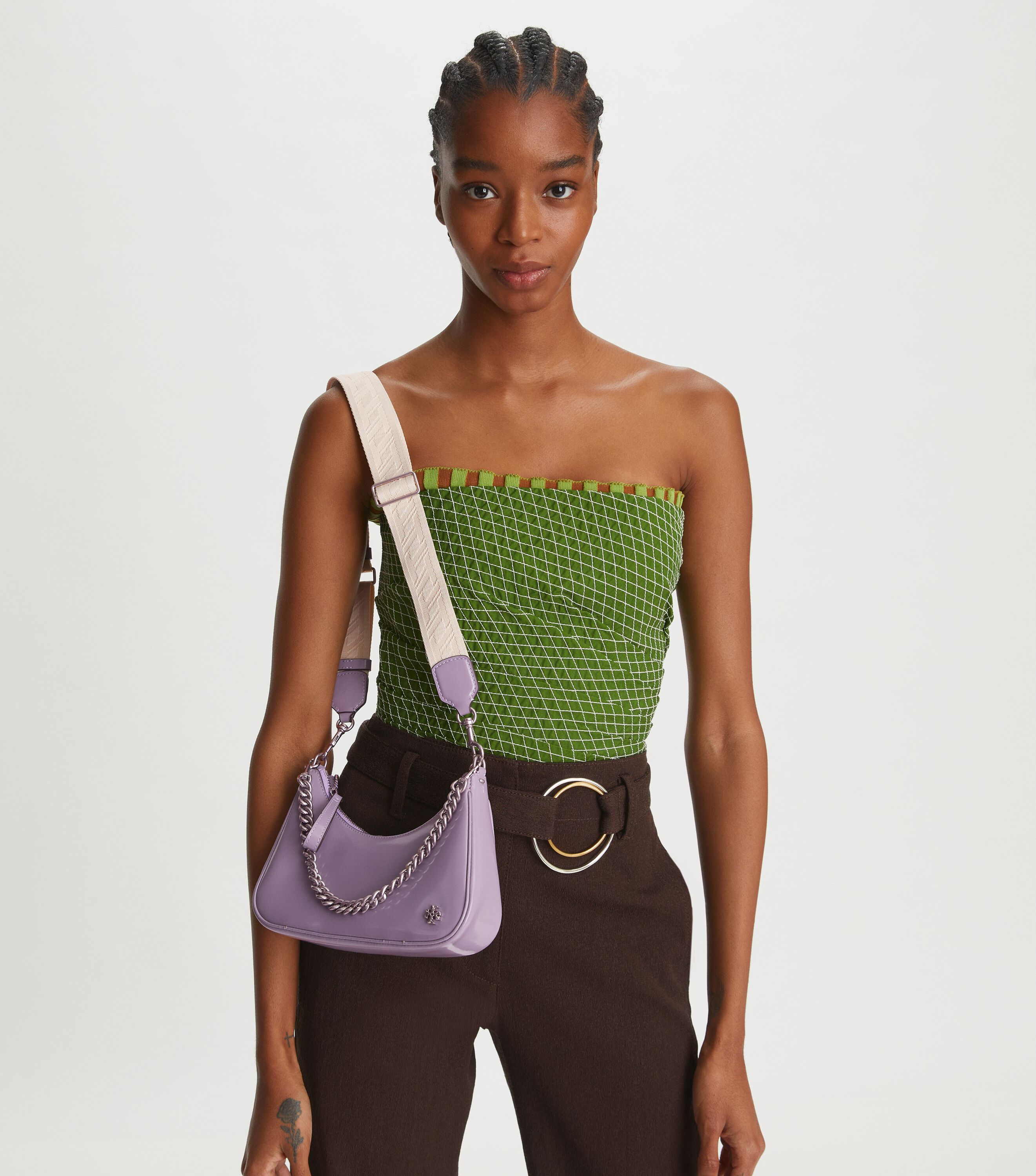Small 151 Mercer Spazzolato Crescent Bag Tory Burch