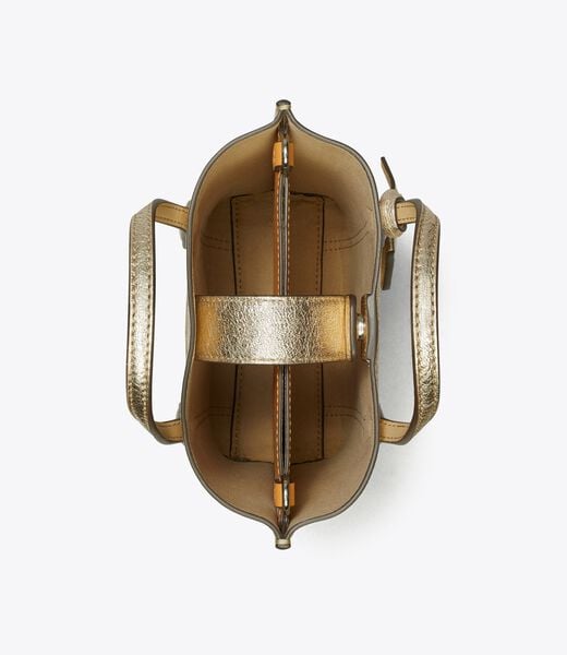 tory burch mini perry metallic tote