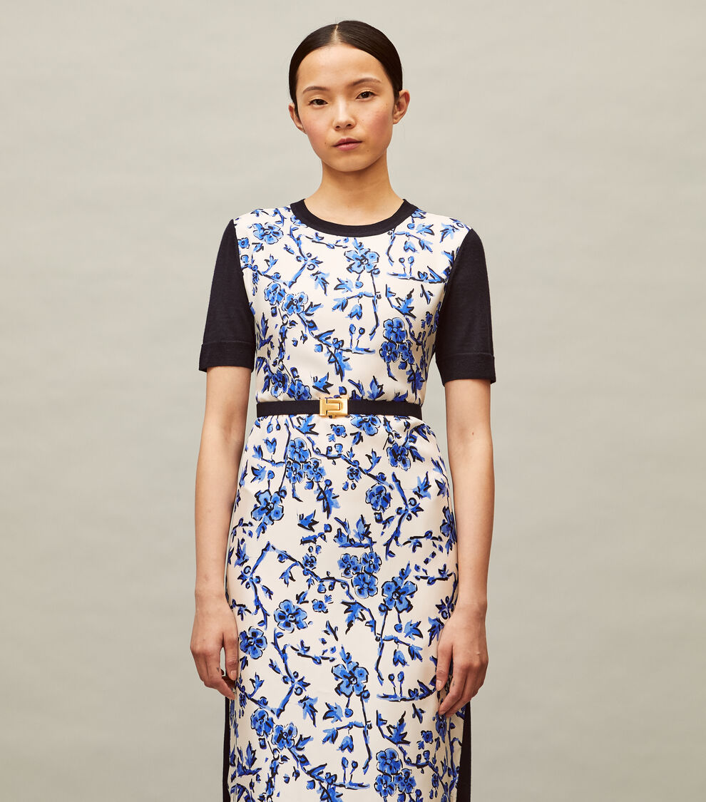 green emerald velvet dress Tory Burch