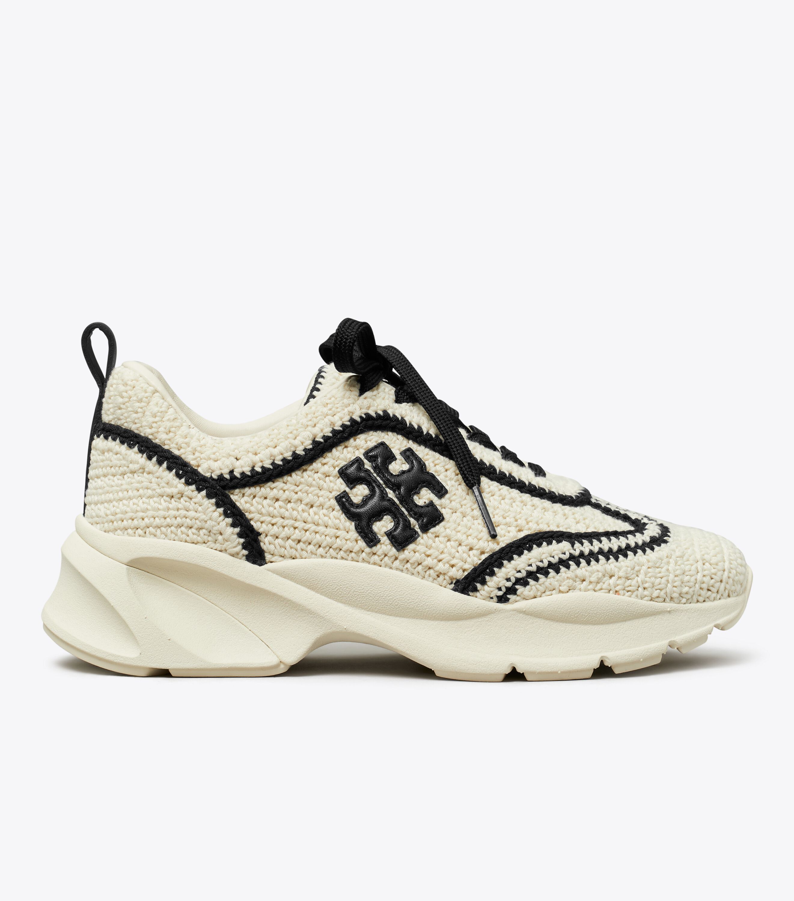 靴 [TORY BURCH] GOOD LUCK MOHAIR TRAINER Good Luck Crochet Trainer, New Ivory / Perfect Black | Tory Burch UAE