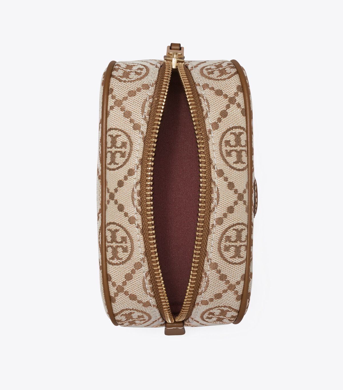 tory burch حقيبة مستحضرات التجميل ميني جاكار مونوغرام تي