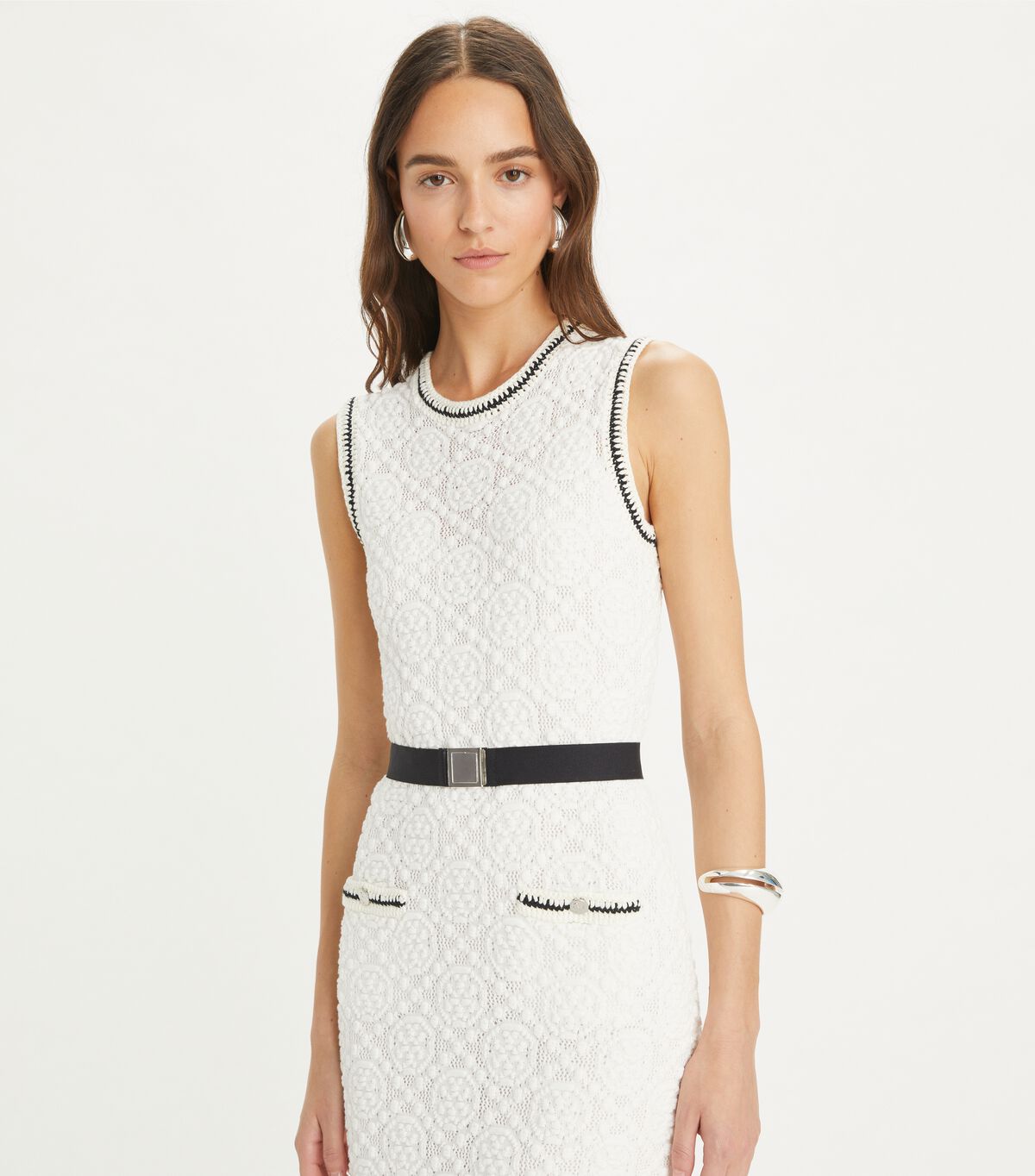 tory burch cotton pointelle knitted tank dress