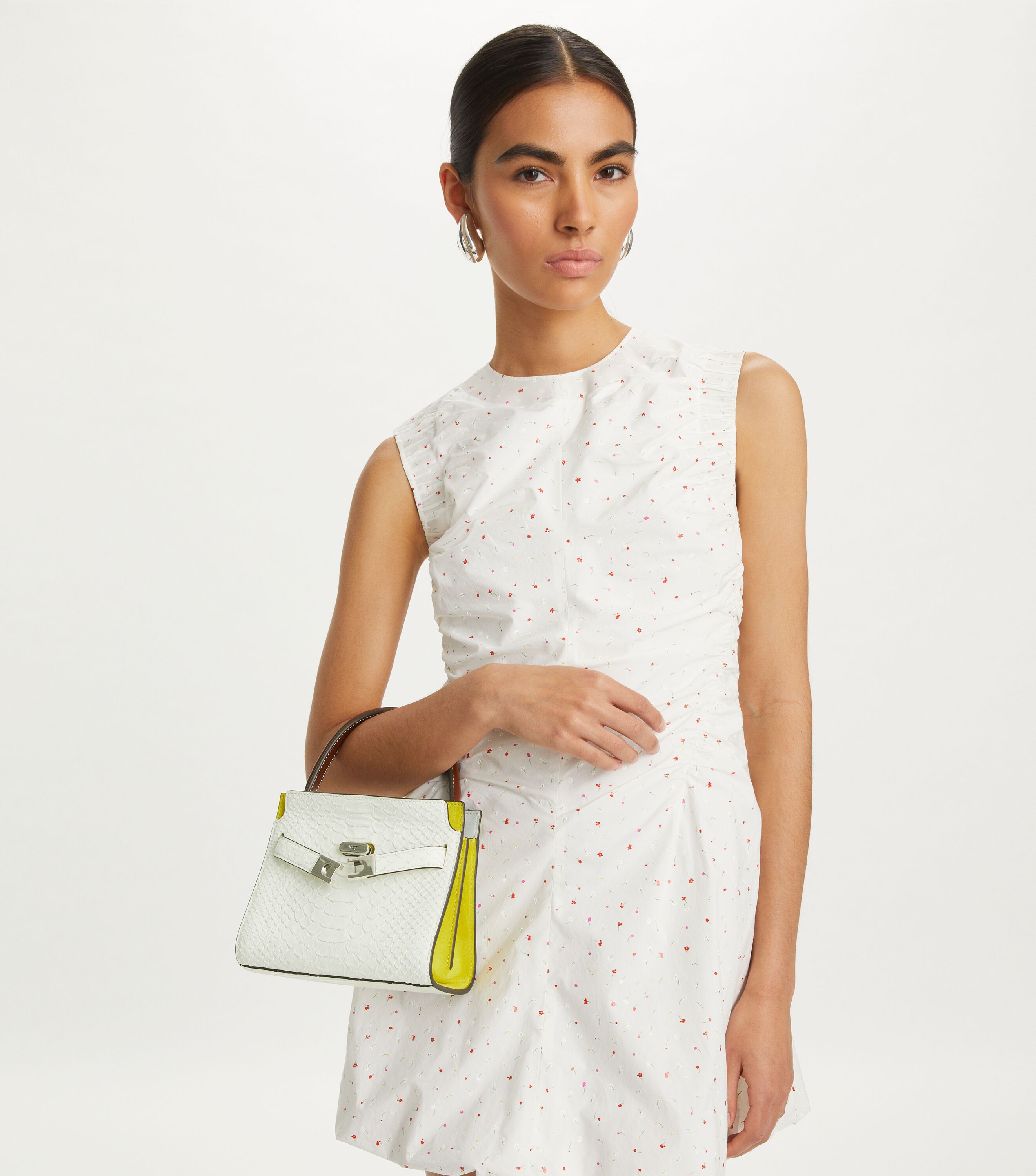 Petite Lee Radziwill Snake Embossed Double Bag, Blanc | Tory Burch UAE