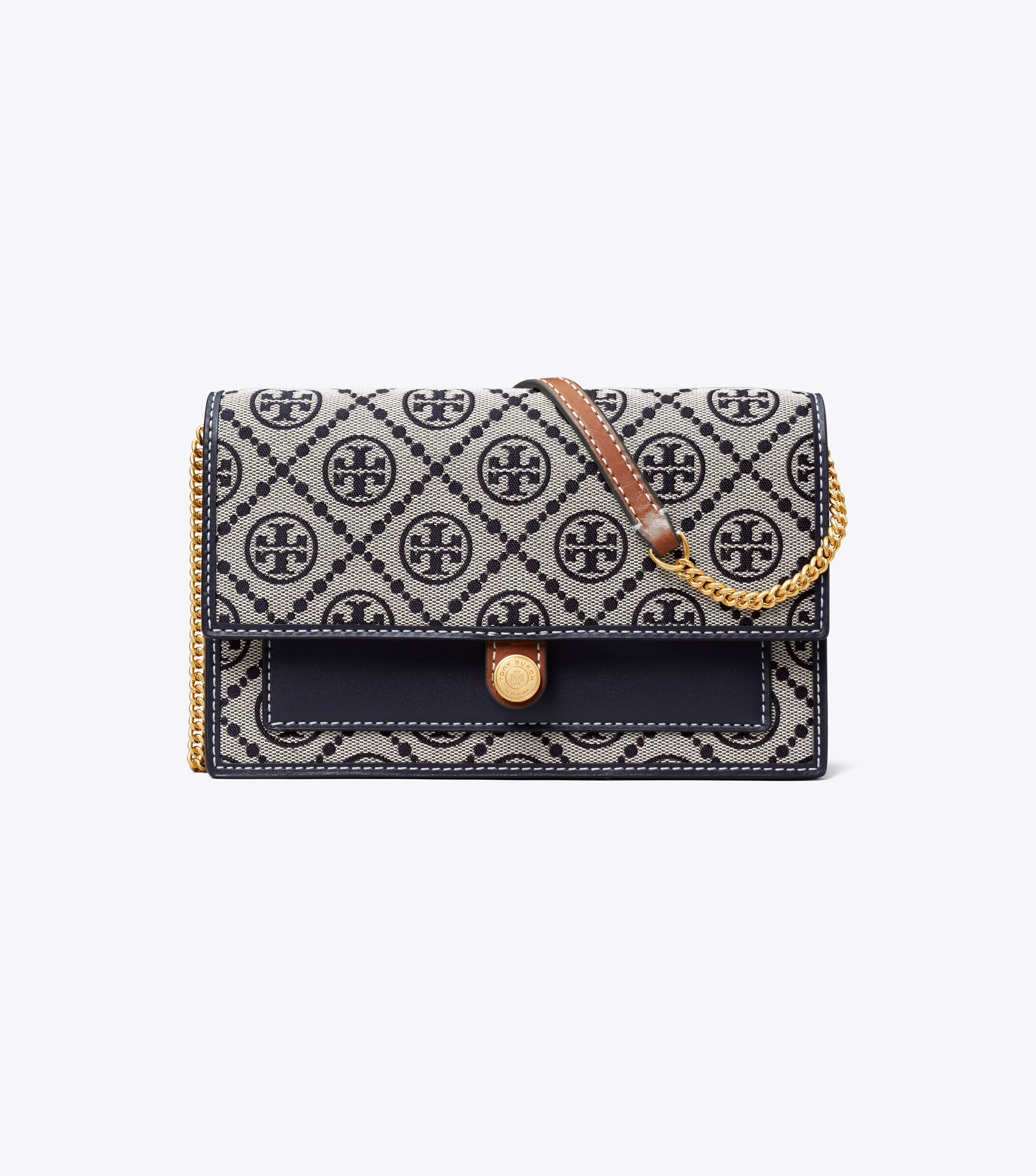 T Monogram Chain Wallet, Tory Navy | Tory Burch UAE T Monogram Chain Wallet, Tory Navy | Tory Burch UAE