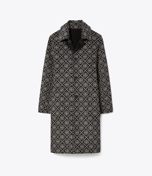 tory burch t monogram jacquard wool coat