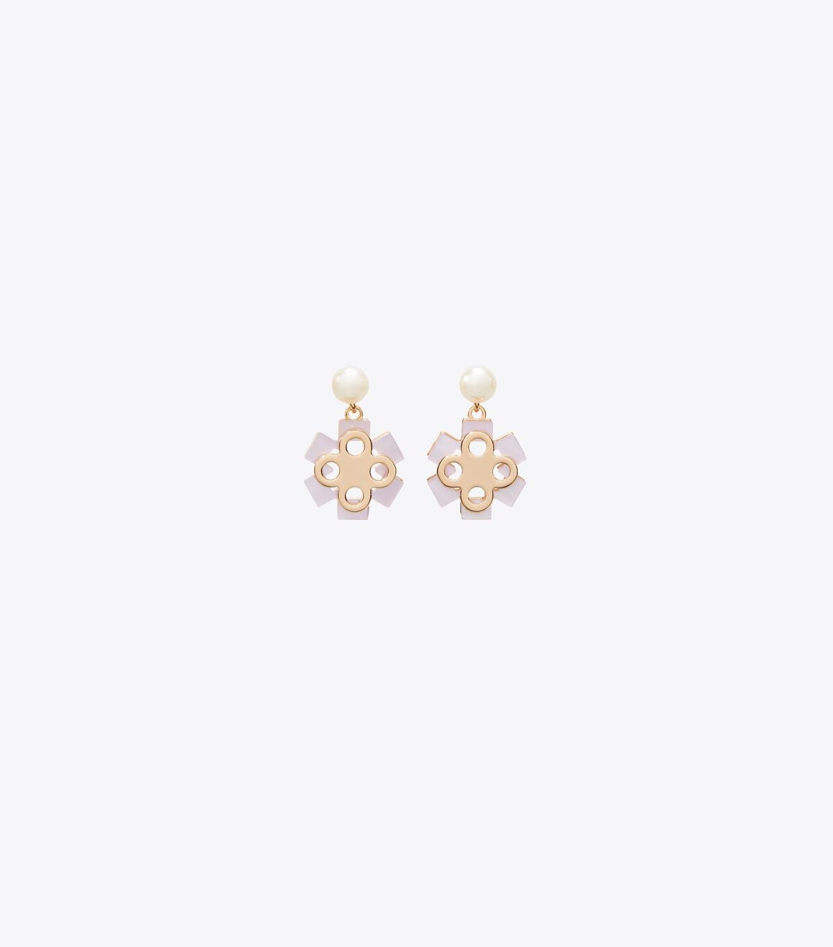 أقراط لؤلؤية متدلية بتصميم زهرة لا تنساني tory burch أقراط لؤلؤية متدلية بتصميم زهرة لا تنساني