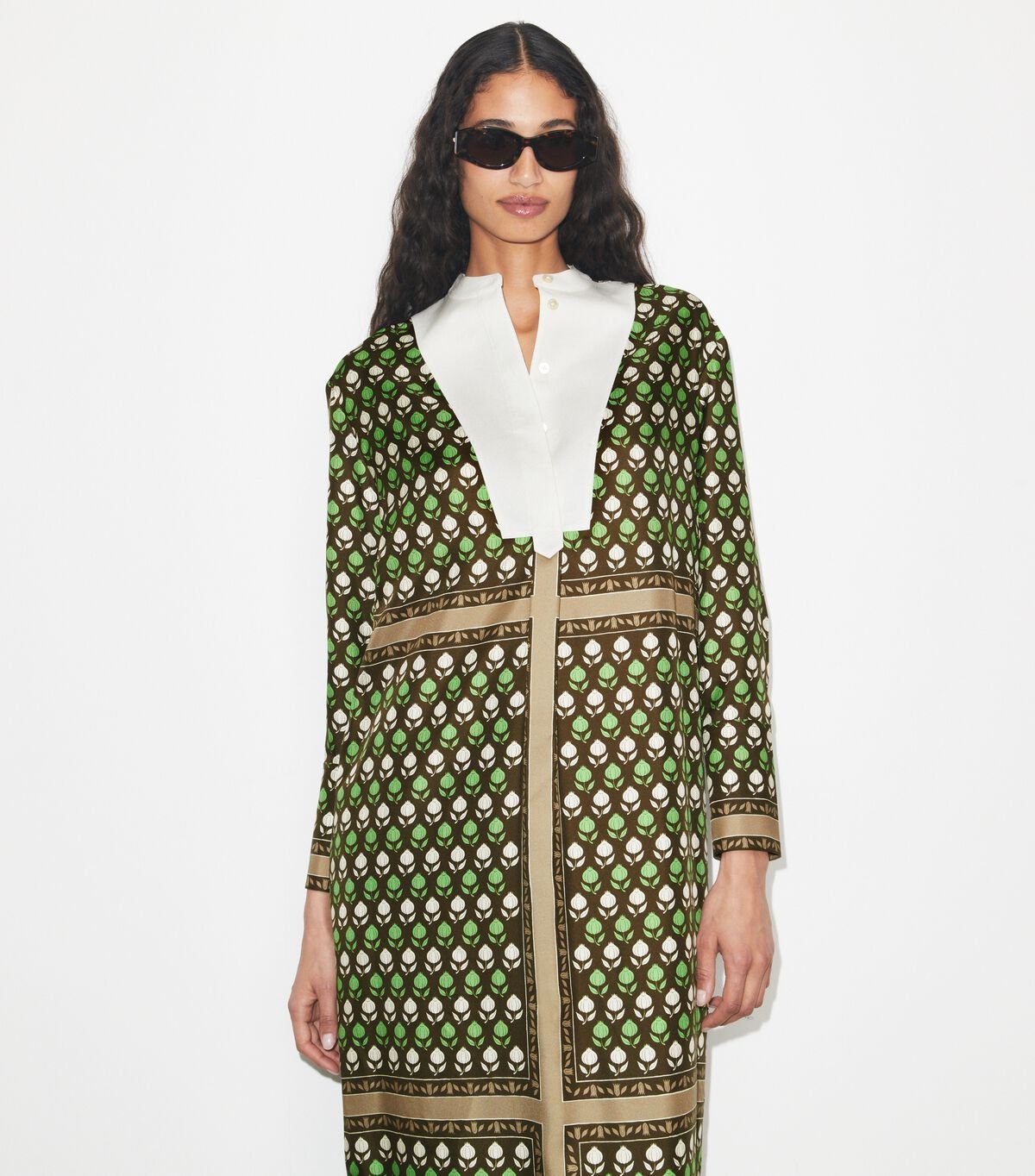 tory burch فستان قميص حريري