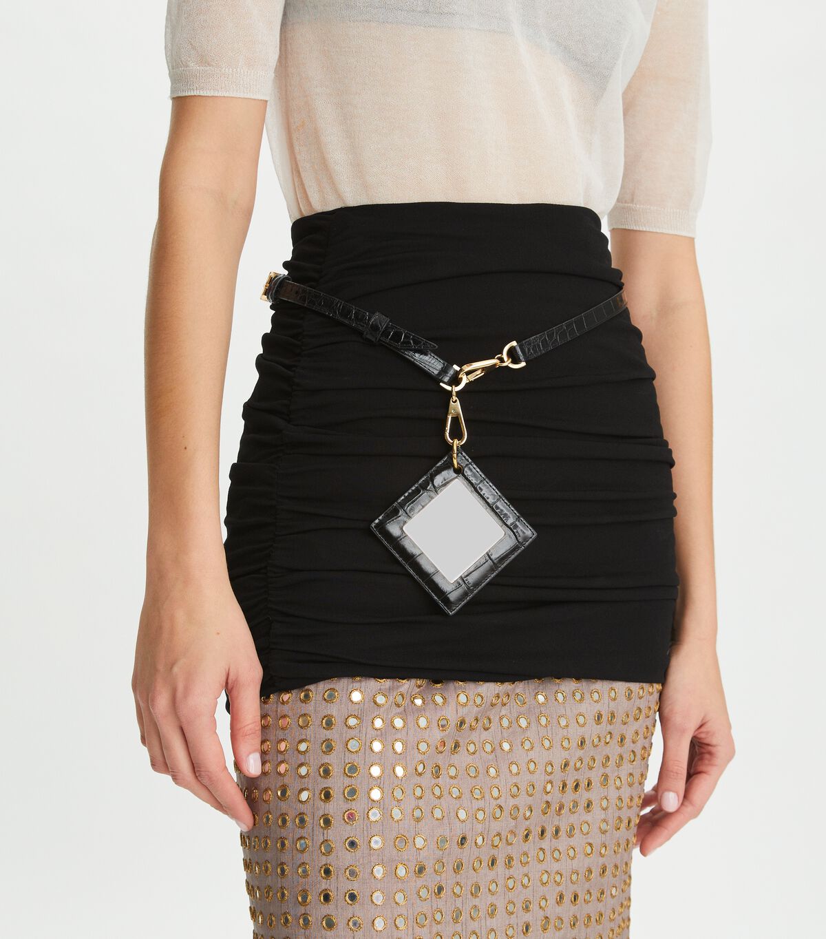 tory burch croc embossed mirror belt