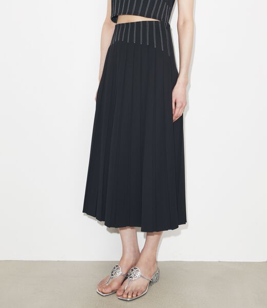 tory burch wool twill pleated skirt