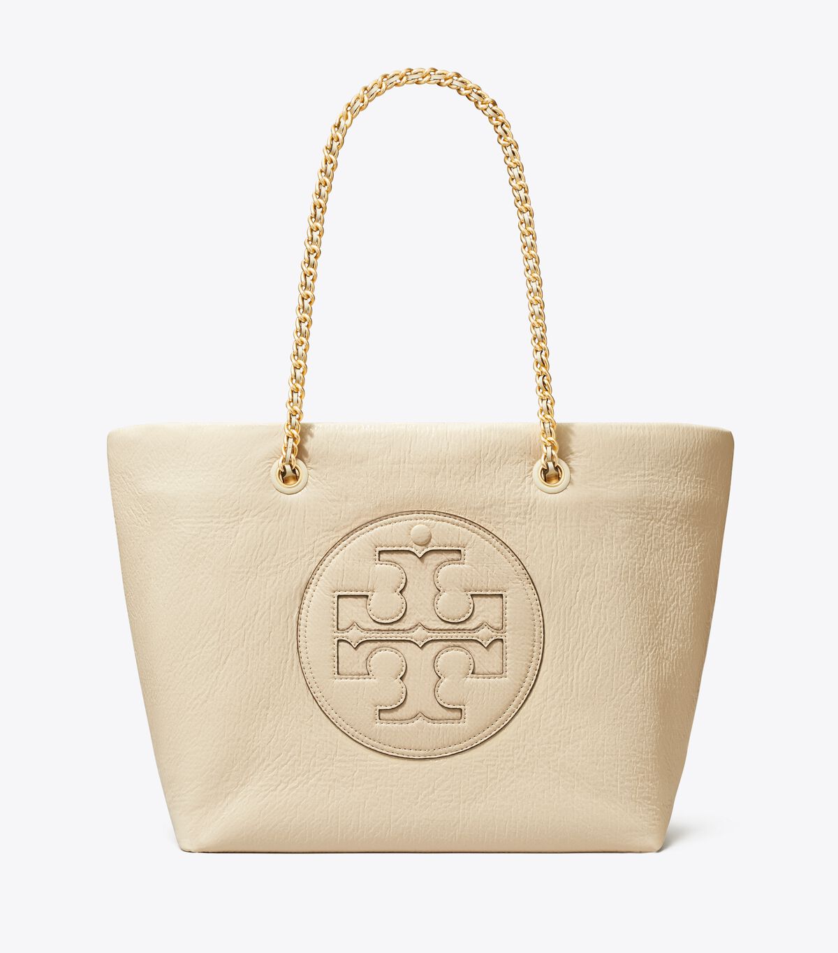 tory burch ella crinkle patent chain tote