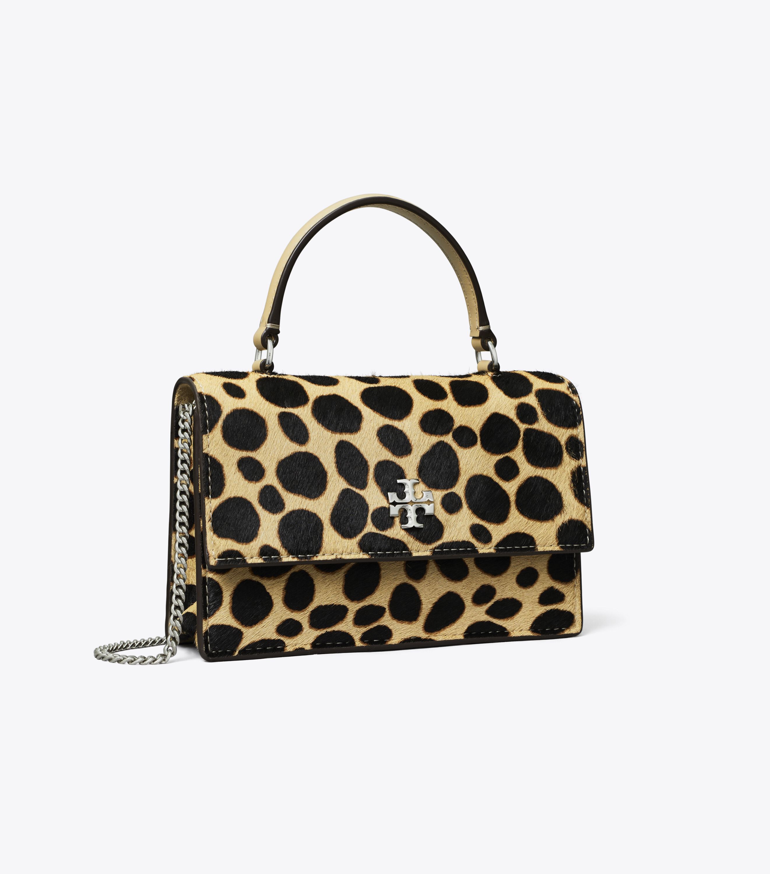 Mini Kira Calf Hair Top-Handle Crossbody, Trench / Black | Tory