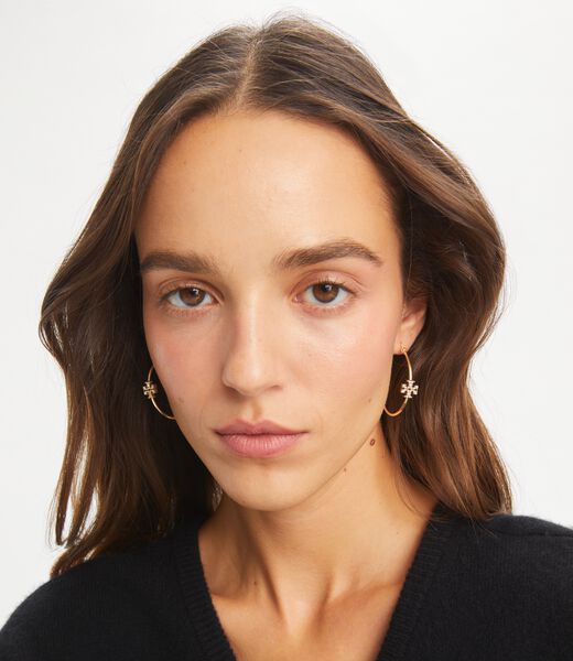 tory burch eleanor pave hoop earring