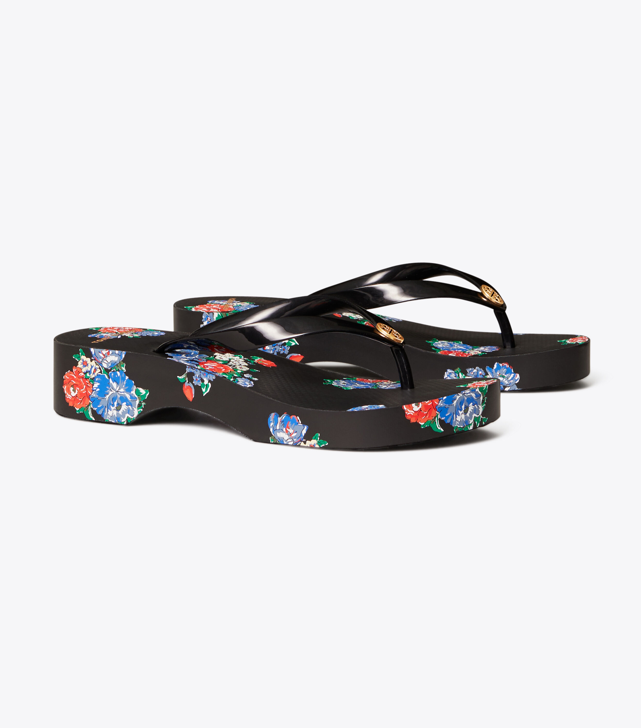 Tory burch black wedge flip flops top