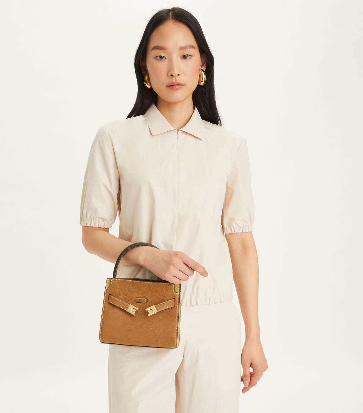 tory burch petite lee radziwill pebbled double bag