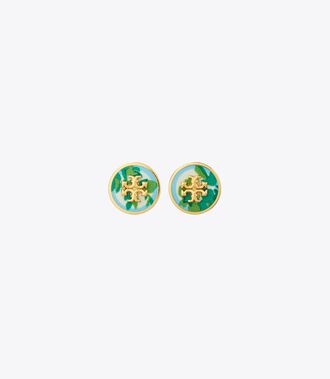 Kira Enamel Printed Circle-Stud Earring