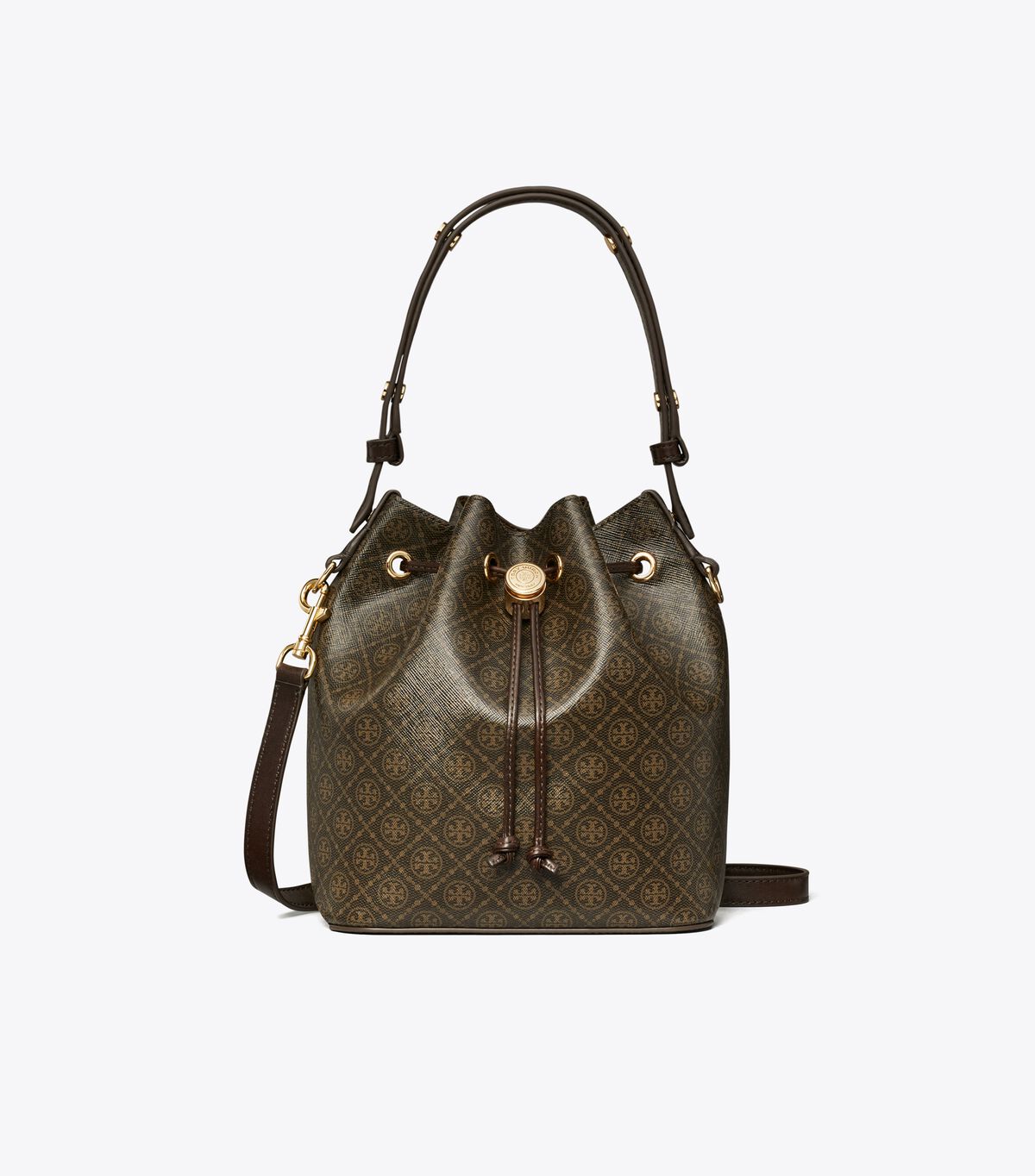 tory burch t monogram coated canvas bucket bag