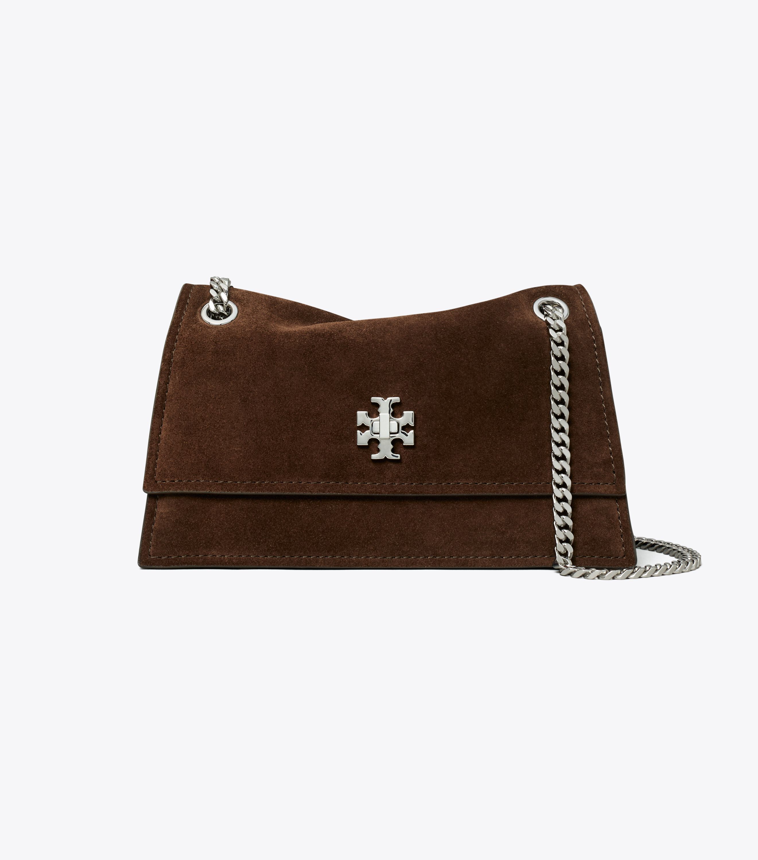Mini Kira Turnlock Suede Shoulder Bag, Dark Cocoa | Tory Burch UAE