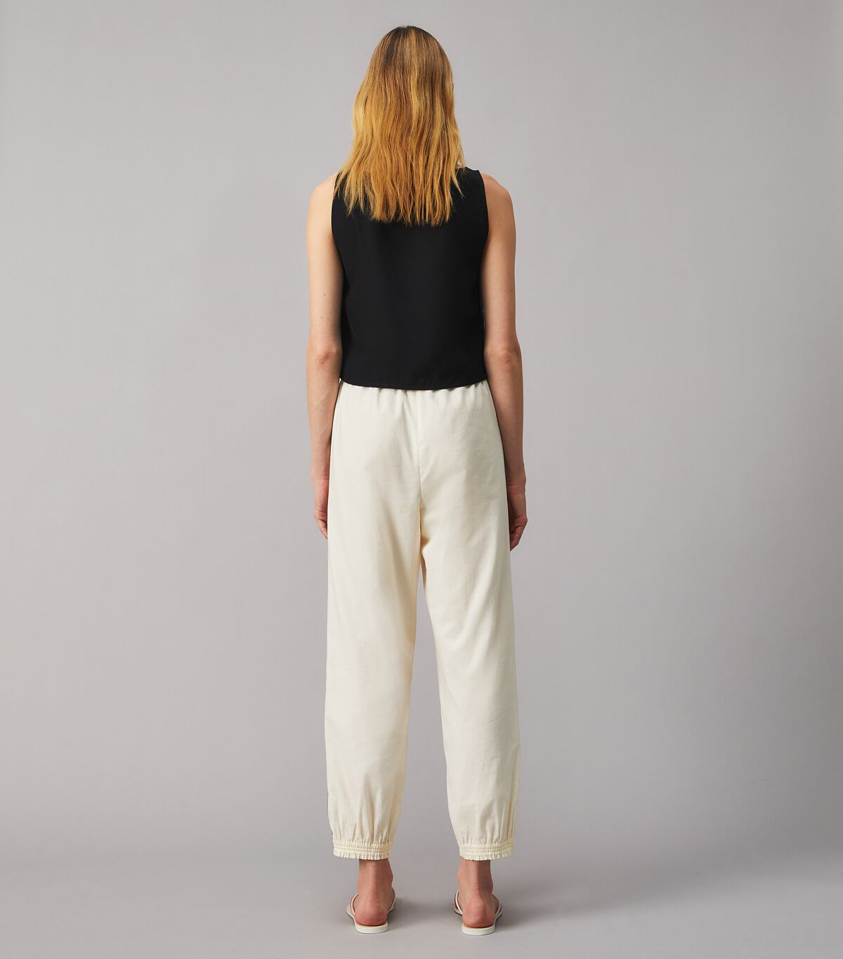 tory burch cotton elastic waist pant