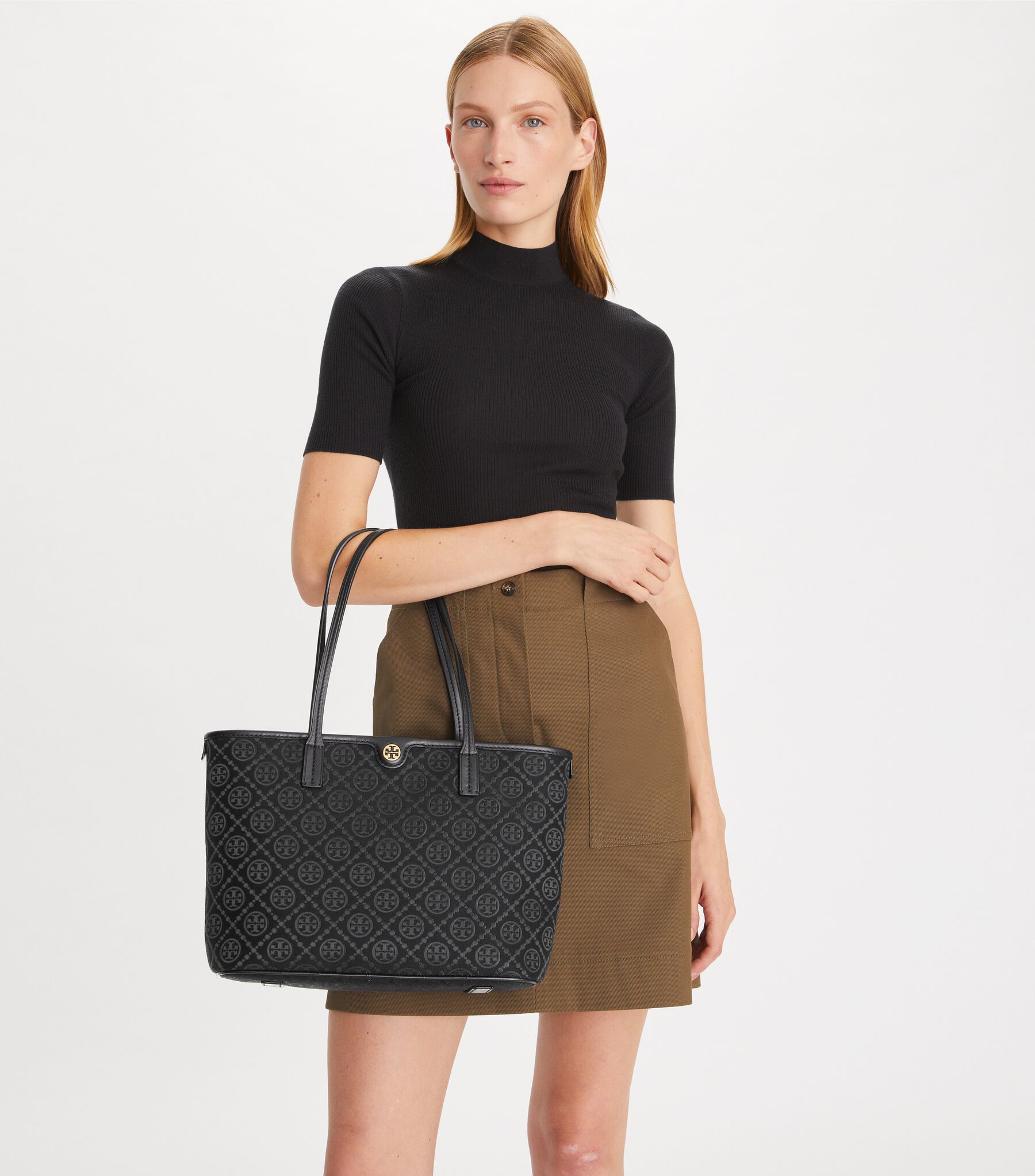 Small T Monogram Zip Tote, Black Tory Burch UAE