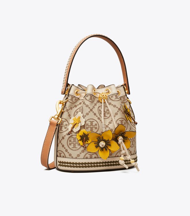 T Monogram Braided Floral Bucket Bag | Handbags | Tory Burch