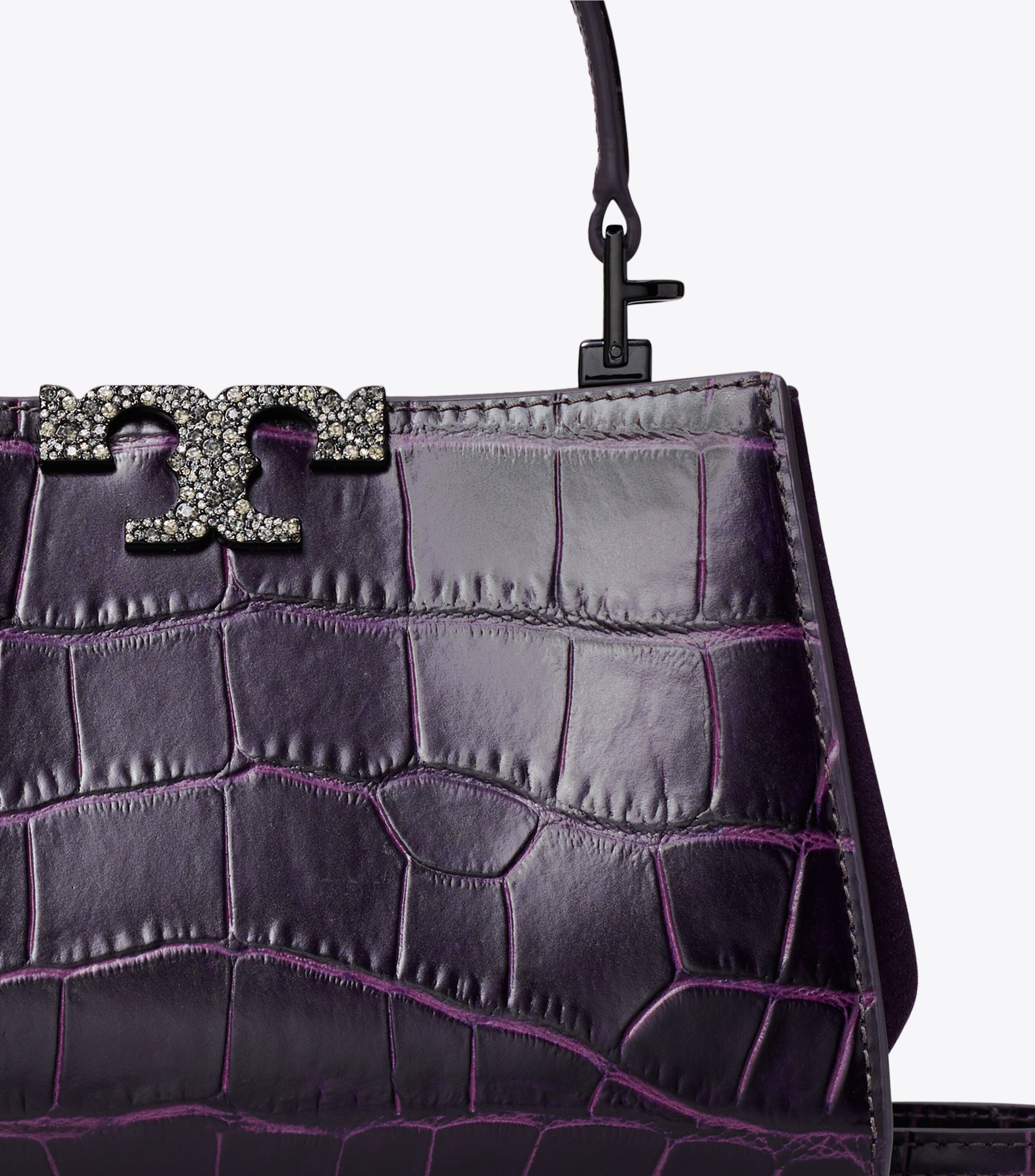 【Tory Burch】Mini Eleanor Satchel (Pansy Purple) Mini Eleanor Croc-Embossed Satchel, Pansy Purple | Tory