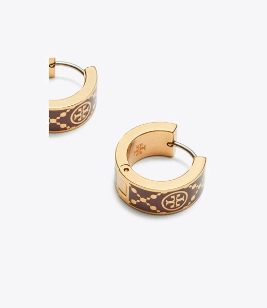 tory burch small t monogram hoop earring