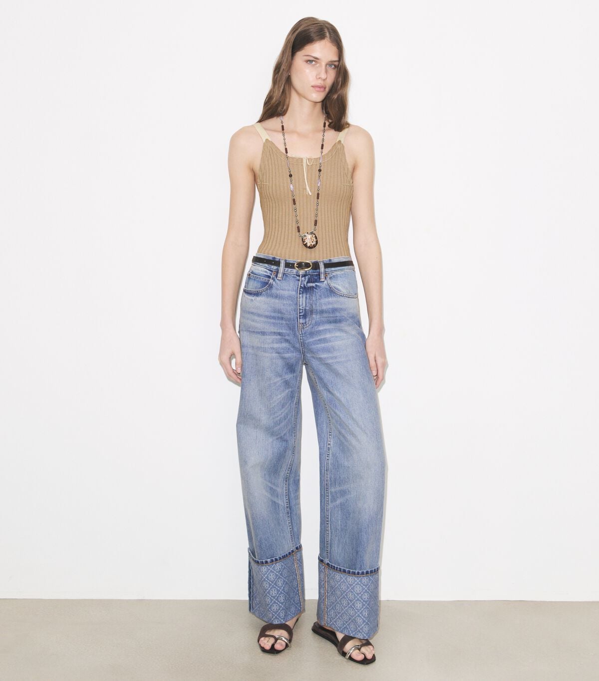 Contrast Cuff Straight Leg Jean tory burch contrast cuff straight leg jean
