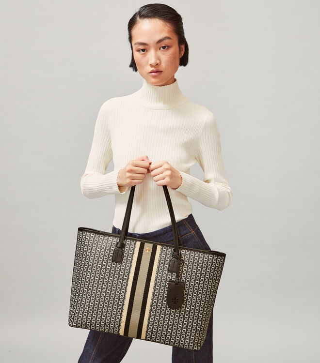 Gemini Link Canvas Top-Zip Tote Bag | The Archive Edit | Tory Burch