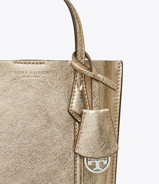 tory burch mini perry metallic tote