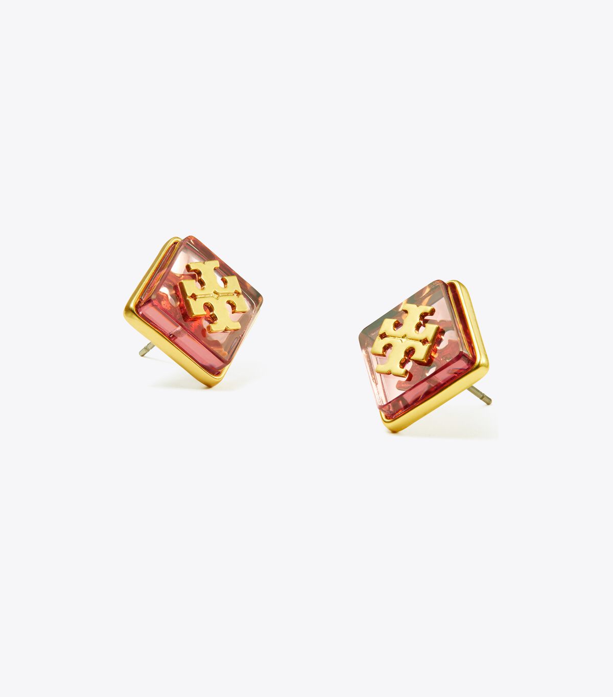 tory burch resin logo stud earring