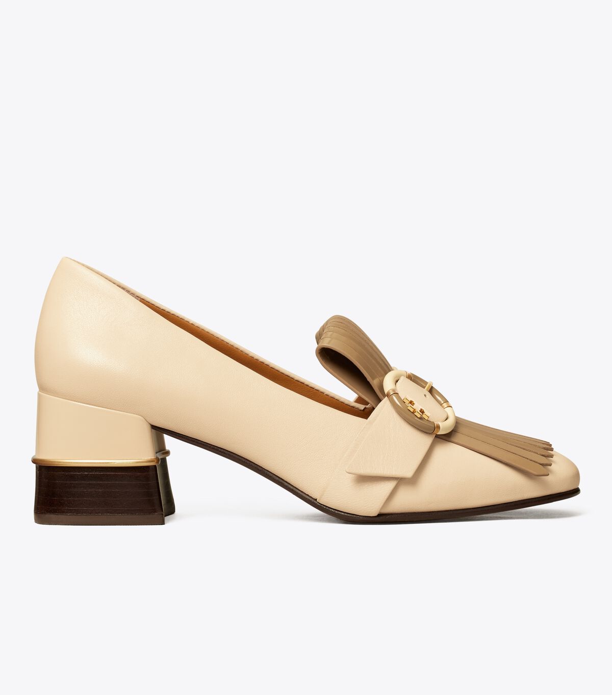 tory burch multi logo kiltie heeled loafer